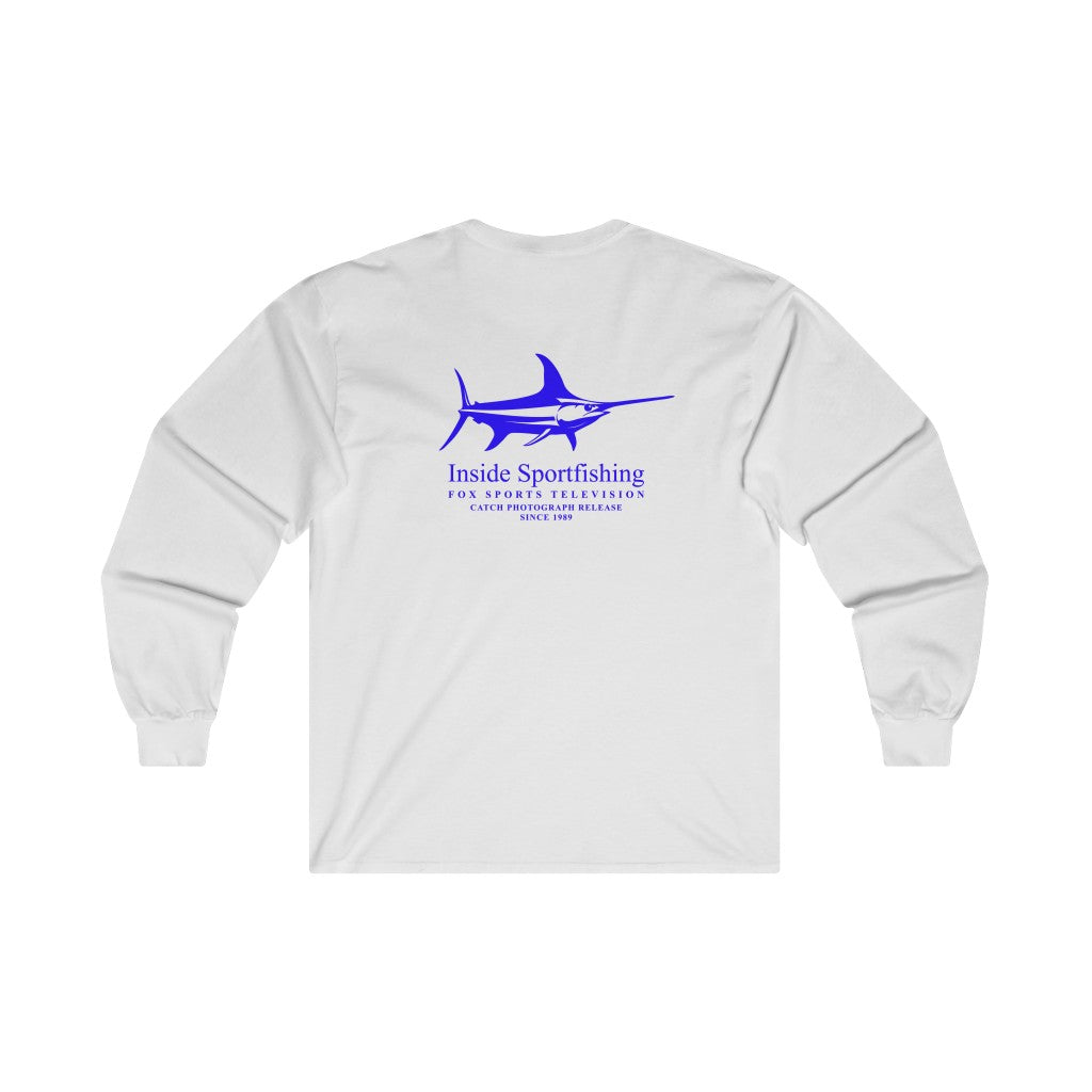 Inside Sportfishing Classic Long Sleeve Tee with Dark Blue Logo