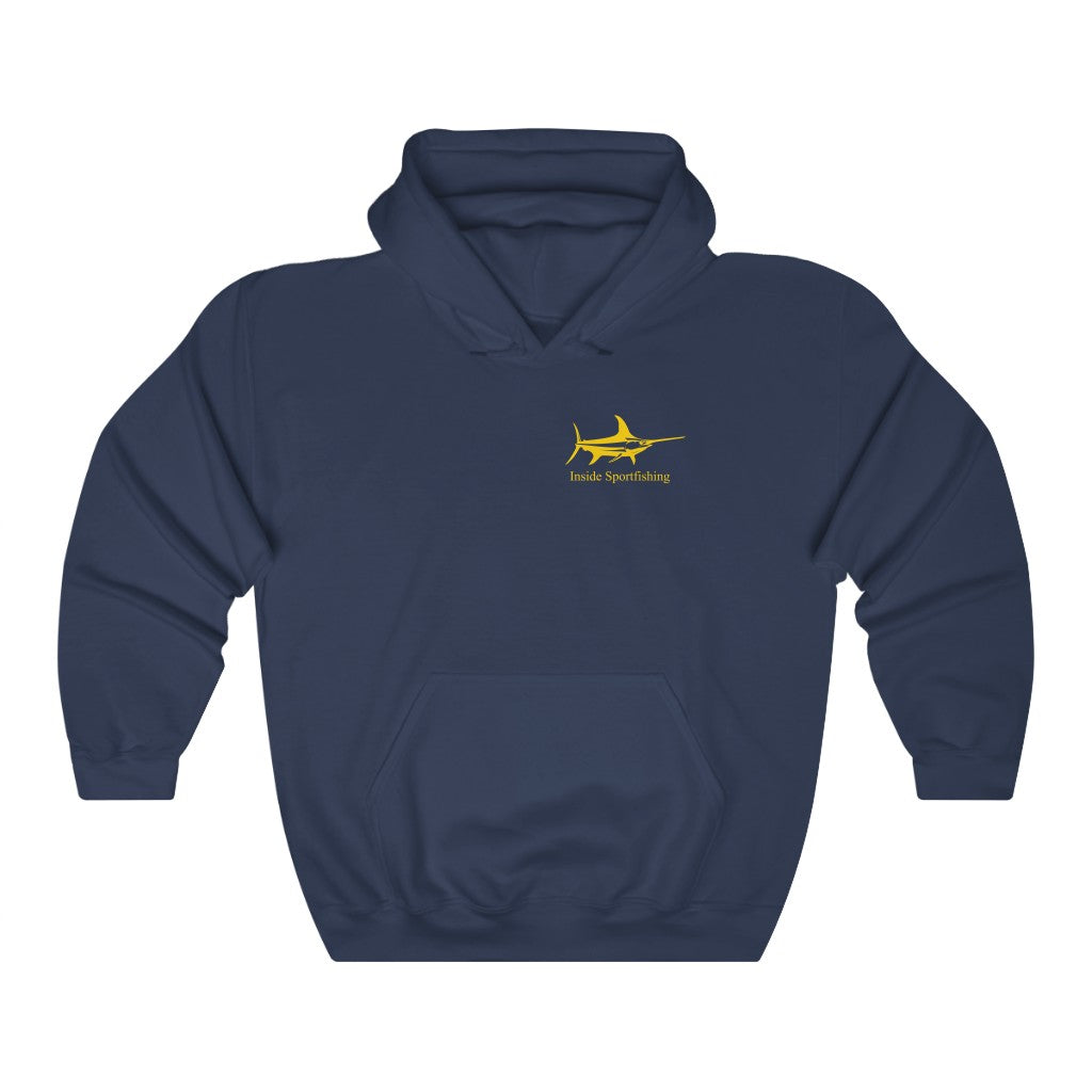 Inside Sportfishing Classic Hooded Sweatshirt with Gold Logo Navy / 4XL