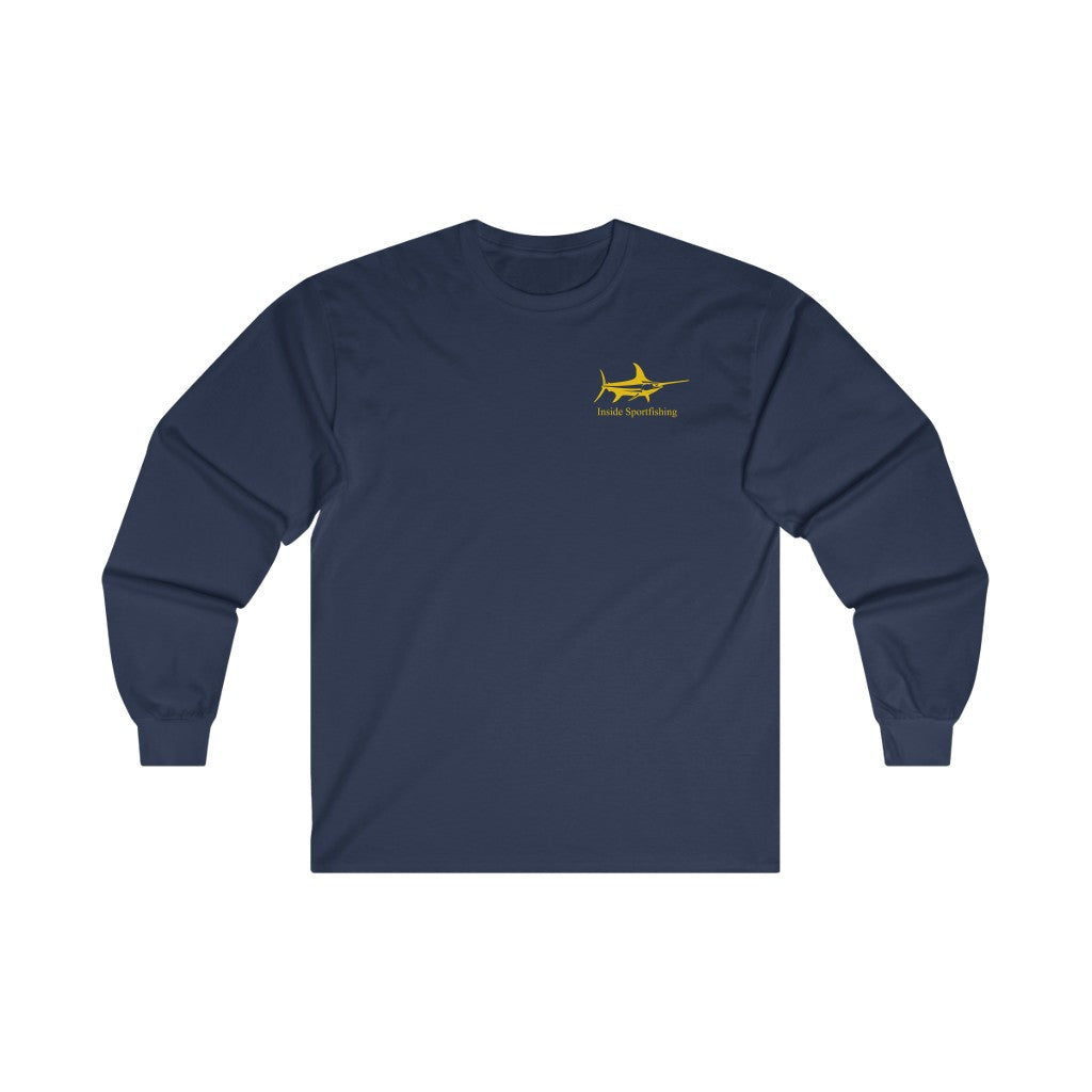 Inside Sportfishing Classic Long Sleeve Tee with Gold Logo M / Navy